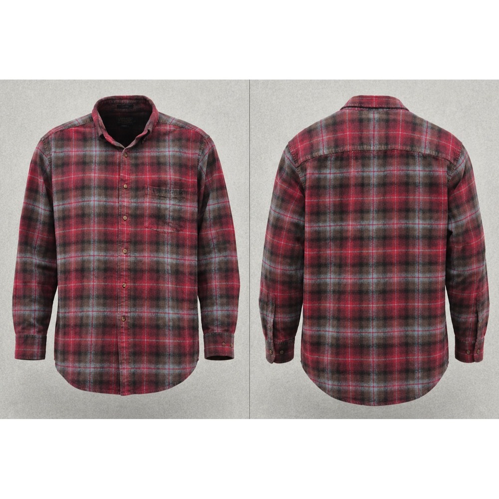 Pendleton Mason Flannel Shirt Mens Large Red Shadow Plaid Cotton Button Down